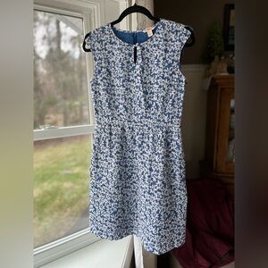 Brooks Bros Red Fleece Blue & White Floral Sleeveless Cotton/Silk Dress Wmn Sz 4